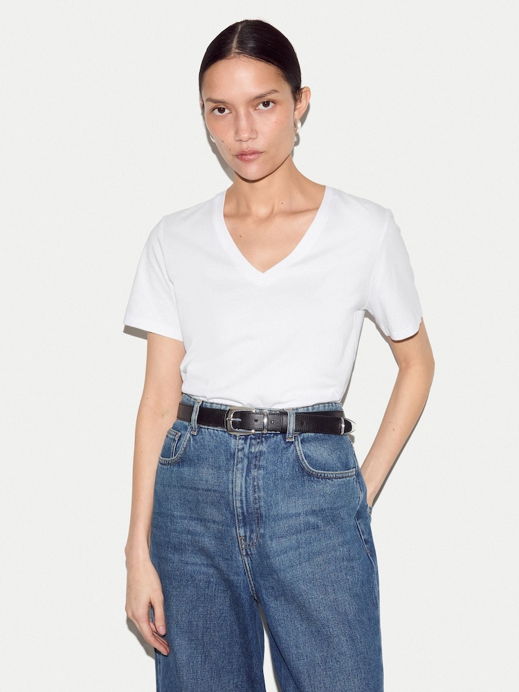 Jigsaw Supima Cotton V-Neck T-Shirt - תמונה 1 מתוך 5