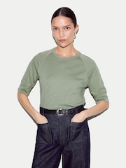 綠色 - Jigsaw Cotton Luxe Raglan Short Sleeve T-Shirt - 圖片 1/5