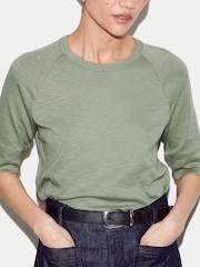 綠色 - Jigsaw Cotton Luxe Raglan Short Sleeve T-Shirt - 圖片 2/5