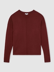 Madilim na Pula - Reiss Colette Wool-Blend Reverse-Seam Jumper with Cashmere - Larawan 2 ng 8