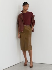 Madilim na Pula - Reiss Colette Wool-Blend Reverse-Seam Jumper with Cashmere - Larawan 3 ng 8