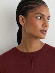 Madilim na Pula - Reiss Colette Wool-Blend Reverse-Seam Jumper with Cashmere - Larawan 4 ng 8