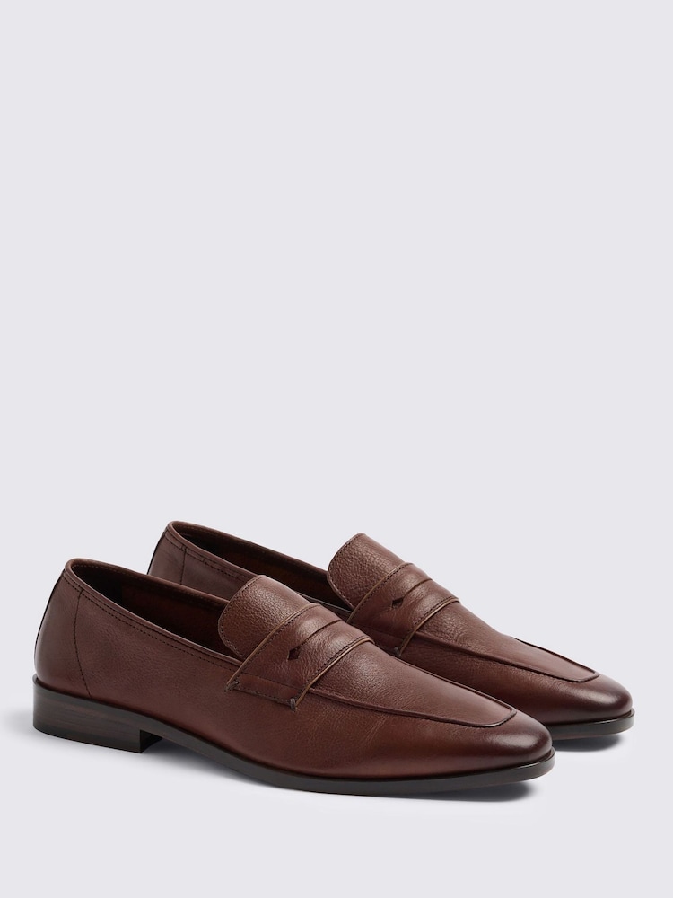 MOSS Brown Leather Relaxed Loafers - Image 2 of 4
