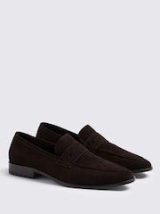 بني - MOSS Suede Relaxed Loafers - Image 2 of 4