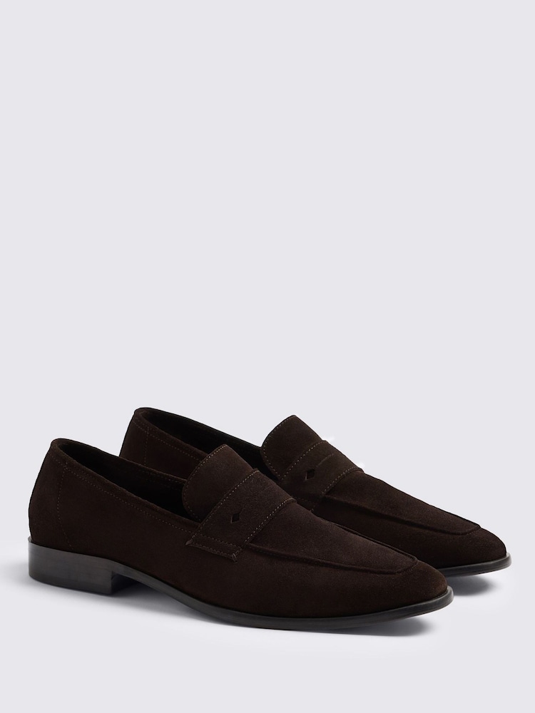 بني - MOSS Suede Relaxed Loafers - Image 2 of 4