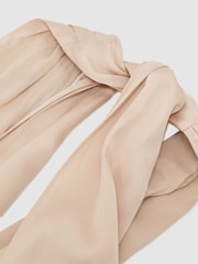 Reiss Champagne Neutral Lilianna Satin Halterneck Empire-Line Maxi Dress - Image 9 of 9