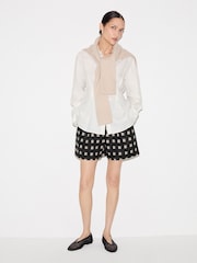 Jigsaw Black Japanese Check Linen Shorts - Image 1 of 6