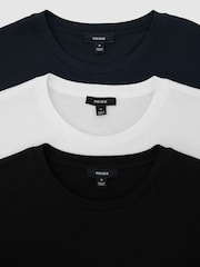 Reiss White/Navy/Black Bless 3 Pack Cotton Crew-Neck Tailored-Fit T-Shirts 3-Pack - Image 6 of 6