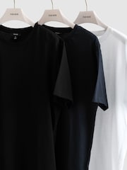 Reiss White/Navy/Black Bless 3 Pack Cotton Crew-Neck Tailored-Fit T-Shirts 3-Pack - Image 7 of 7