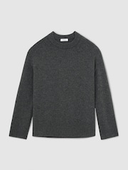 Reiss Charcoal Grey Riley Wool-Cashmere Crew-Neck Raglan Jumper - Image 2 of 7
