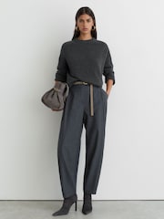 Reiss Charcoal Grey Riley Wool-Cashmere Crew-Neck Raglan Jumper - Image 4 of 7