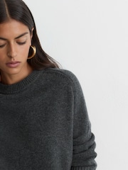 Reiss Charcoal Grey Riley Wool-Cashmere Crew-Neck Raglan Jumper - Image 6 of 7