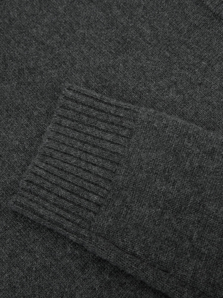 Reiss Charcoal Grey Riley Wool-Cashmere Crew-Neck Raglan Jumper - Image 7 of 7