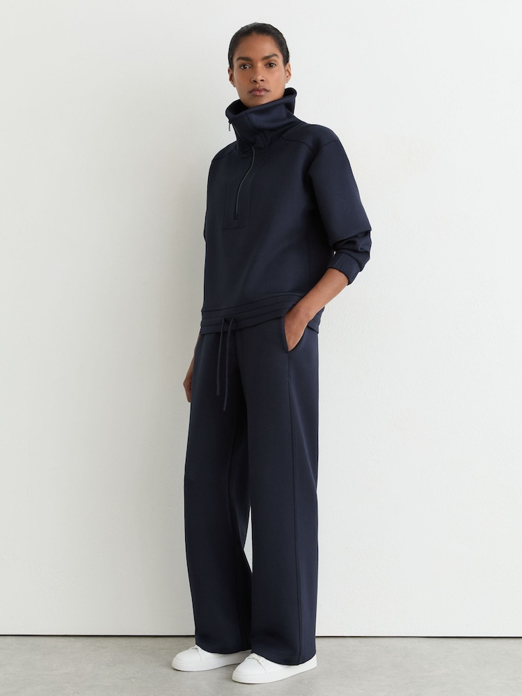 Reiss Navy Laney Premium Interlock Half-Zip Sweatshirt - Image 1 of 6