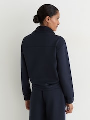 Reiss Navy Laney Premium Interlock Half-Zip Sweatshirt - Image 4 of 6