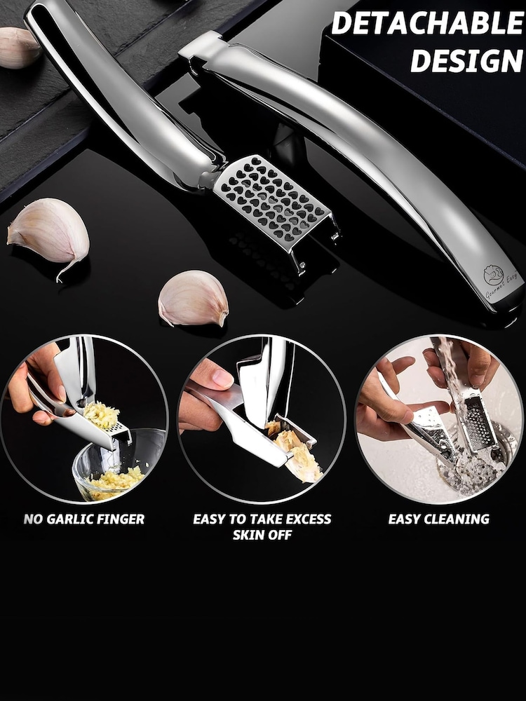 Gourmet Easy Stainless Steel No-Peel Garlic Press for Coarse Mince - Image 2 of 4