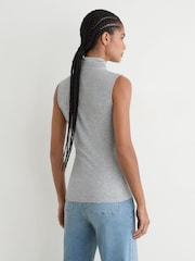 Reiss Grey Marl Wanda Ruched High-Neck Top - Image 5 of 6