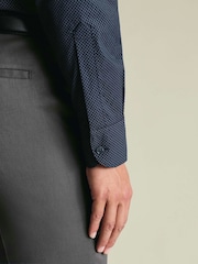 Charles Tyrwhitt Blue Non Iron Performance Twill Print Shirt - Image 2 of 6