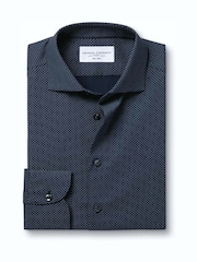 Charles Tyrwhitt Blue Non Iron Performance Twill Print Shirt - Image 4 of 6