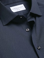 Charles Tyrwhitt Blue Non Iron Performance Twill Print Shirt - Image 5 of 6