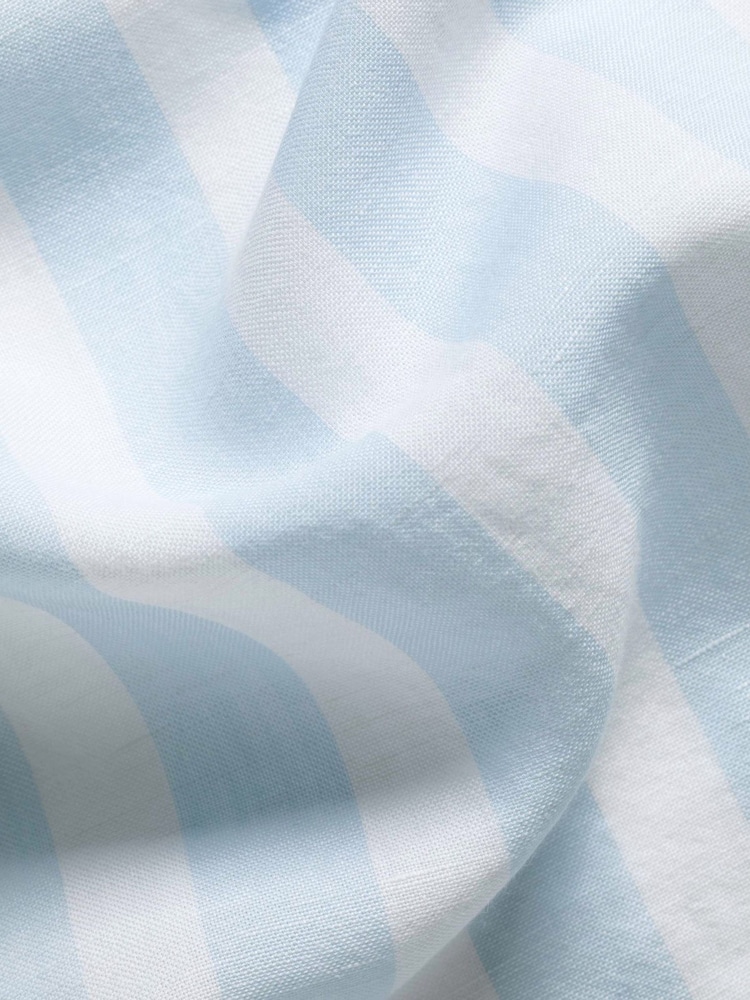 Синий - Charles Tyrwhitt Shorts Sleeve Printed Cotton Linen Shirt - Изображение 4 4