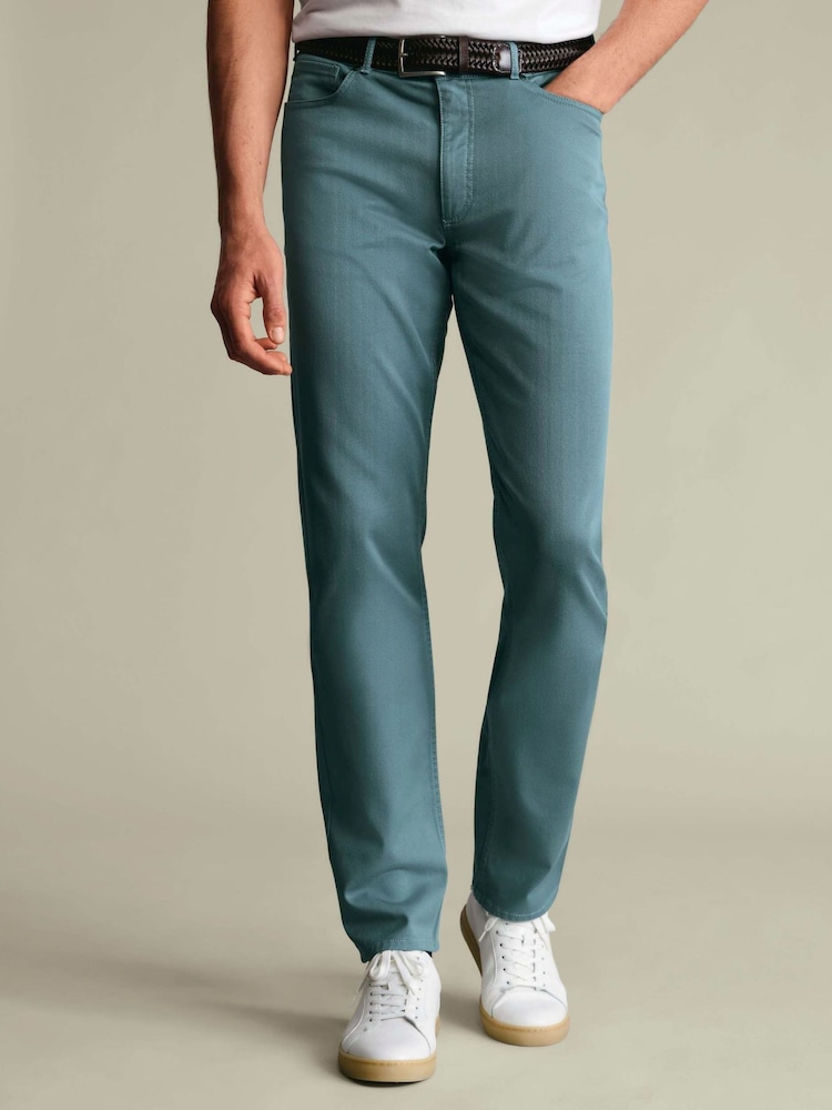 Charles Tyrwhitt Green Slim Fit 5 Pocket Jeans - Image 1 of 6 Charles Tyrwhitt Green Slim Fit 5 Pocket Jeans - Image 1 of 6
