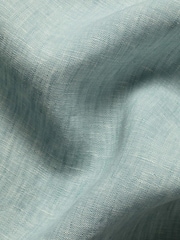 Charles Tyrwhitt Teal Plain Pure Linen Shorts Sleeve Shirt - Image 4 of 4