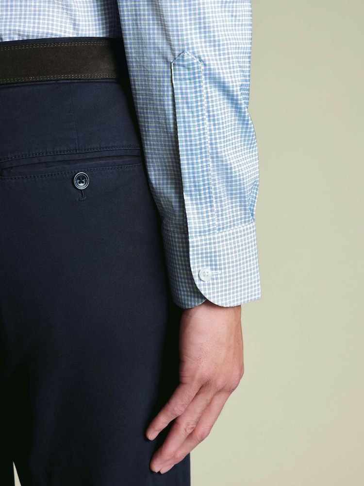 Charles Tyrwhitt Blue Non Iron Performance Twill Check Shirt - Image 2 of 7