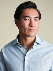 Charles Tyrwhitt Blue Non Iron Performance Twill Check Shirt - Image 3 of 7