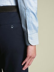 Charles Tyrwhitt Blue Non Iron Performance Twill Check Shirt - Image 4 of 7