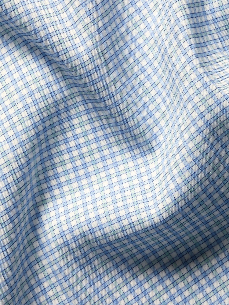 Charles Tyrwhitt Blue Non Iron Performance Twill Check Shirt - Image 7 of 7