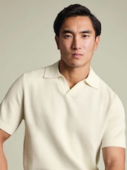 Charles Tyrwhitt Natural Cotton Trophy Neck Knit Polo Shirt - Image 1 of 6