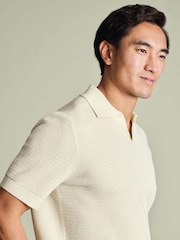 Charles Tyrwhitt Natural Cotton Trophy Neck Knit Polo Shirt - Image 2 of 6