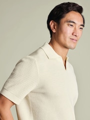 Charles Tyrwhitt Natural Cotton Trophy Neck Knit Polo Shirt - Image 3 of 6