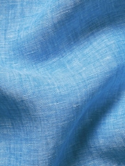 Charles Tyrwhitt Ocean Blue Plain Pure Linen Shorts Sleeve Shirt - Image 4 of 4