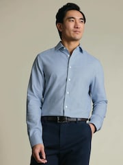 Charles Tyrwhitt Blue Non Iron Cotton Linen Shirt - Image 2 of 7