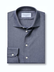 Charles Tyrwhitt Blue Non-Iron Cotton Linen Shirt - Image 5 of 7