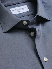 Charles Tyrwhitt Blue Non-Iron Cotton Linen Shirt - Image 6 of 7