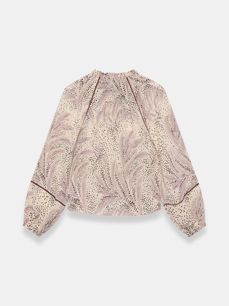 Mint Velvet Cream Feather Print Blouse - Image 7 of 7