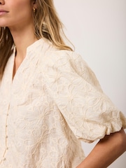 Mint Velvet White Cotton Textured Floral Top - Image 4 of 7