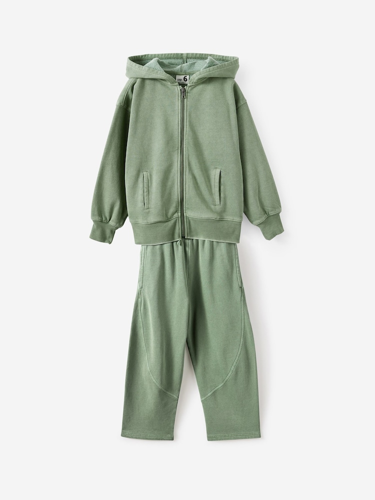 Zeleno - Cotton On Dukserica sa kapuljačom sa zatvaračem & Donji deo trenerke Balon kroj Set - Slika 1 od 1