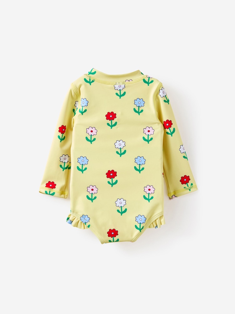 Cotton On Yellow Lucy Long Sleeve Ruffle Back Swimsuit - Image 2 of 3