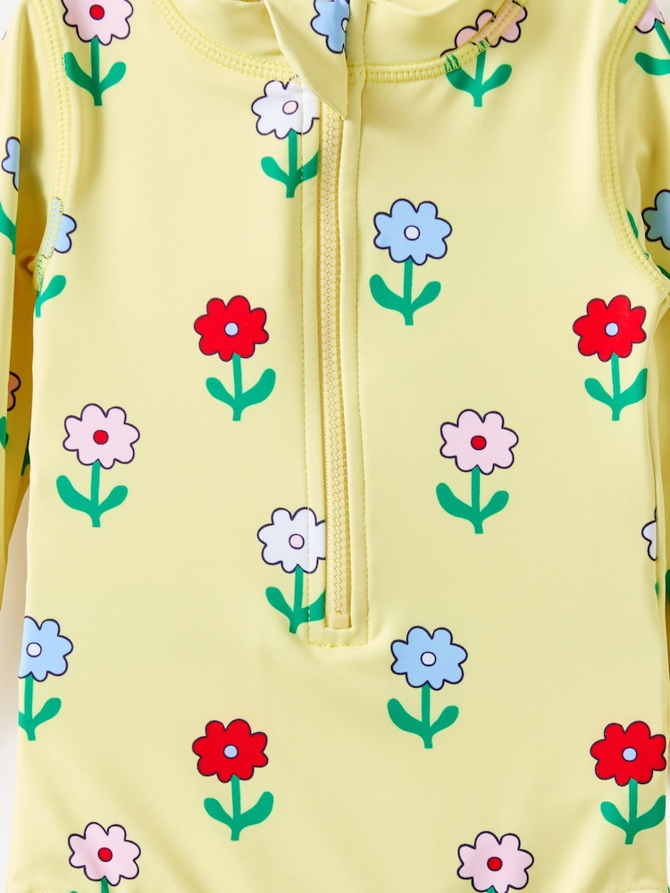 Cotton On Yellow Lucy Long Sleeve Ruffle Back Swimsuit - Image 3 of 3