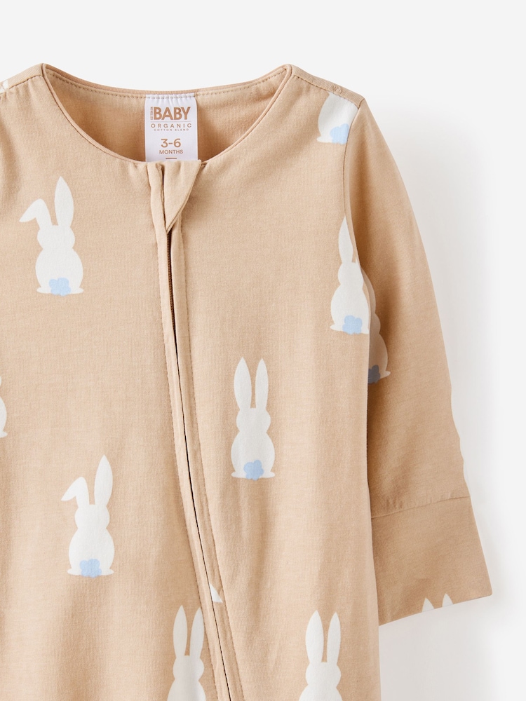 Cotton On Brown Long Sleeve Zip Sleepsuit - Image 2 of 3