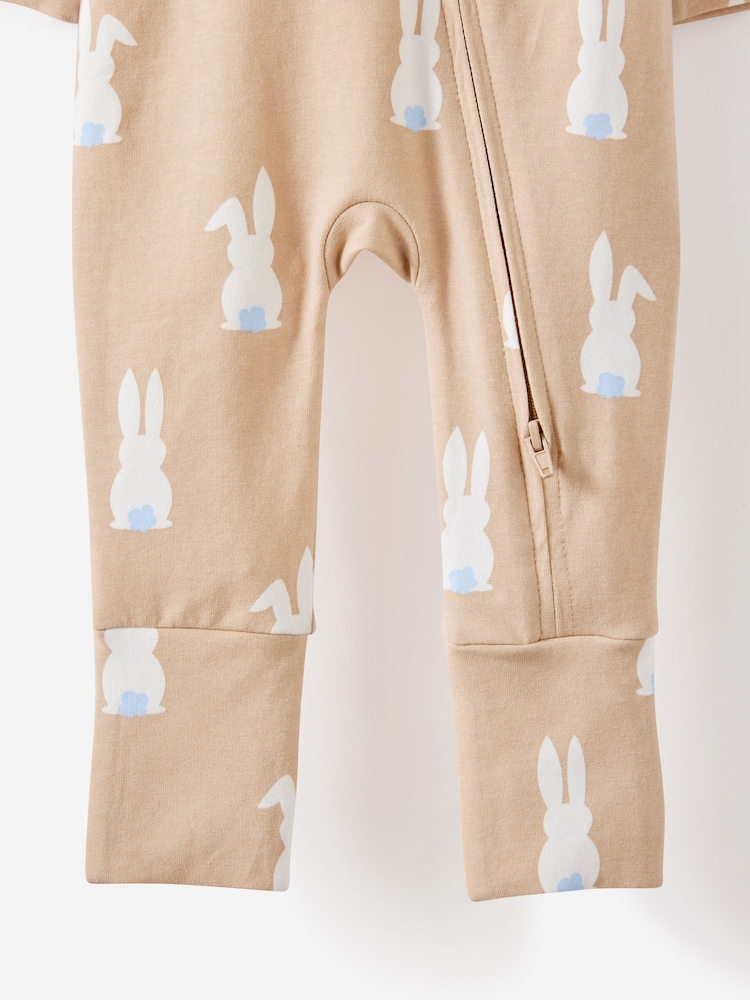 Cotton On Brown Long Sleeve Zip Sleepsuit - Image 3 of 3