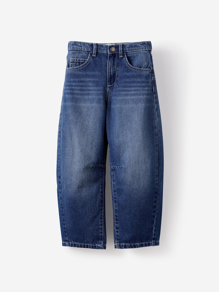 Cotton On Blue Unisex Barrel Leg Denim Jeans - Image 1 of 3 Cotton On Blue Unisex Barrel Leg Denim Jeans - Image 1 of 3