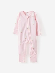Cotton On Pink Long Sleeve Zip Sleepsuit - Image 1 of 3