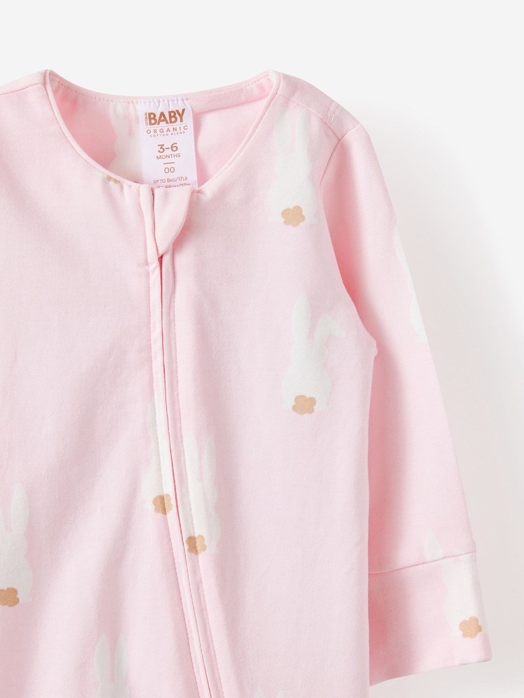 Cotton On Pink Long Sleeve Zip Sleepsuit - Image 2 of 3