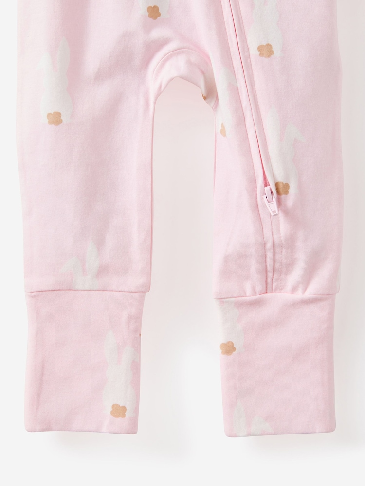Cotton On Pink Long Sleeve Zip Sleepsuit - Image 3 of 3