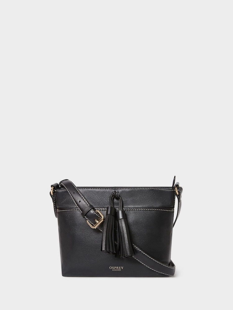 Osprey London Black The Classic Savanna Leather Crossbody Bag - Image 1 of 5